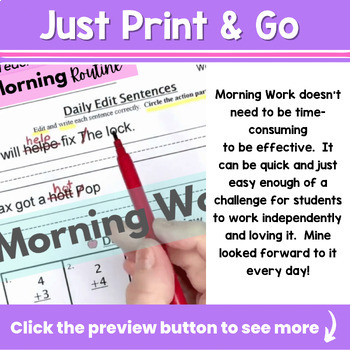 1st Grade Morning Work Math and ELA Daily Spiral Review UNIT 2 - Image 4