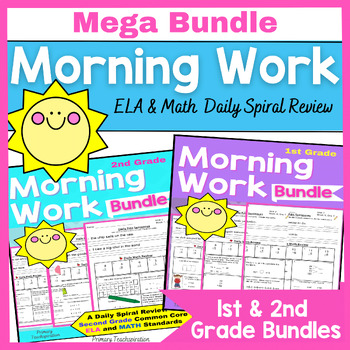 1st Grade Morning Work & 2nd Grade Morning Work Math & ELA MEGA-BUNDLE