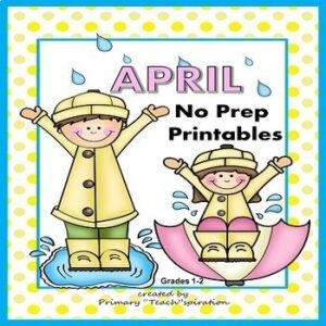 April Math and ELA No Prep Printable Worksheets - 1st Grade 2nd Grade