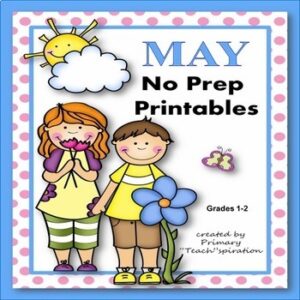 May Math and ELA No Prep Printable Worksheets - 1st Grade 2nd Grade