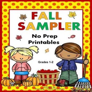 Fall Math and ELA No Prep Printable Worksheets 1st Grade 2nd Grade FREE