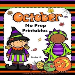 October Morning Work ELA and Math Worksheets Fall Activities 1st & 2nd Grade