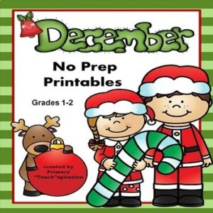 December Math and ELA Worksheets No Prep Printable Worksheets 1st 2nd Grade