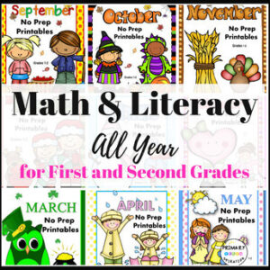 Morning Work No Prep ELA and Math Worksheets Year Long Bundle 1st and 2nd Grade