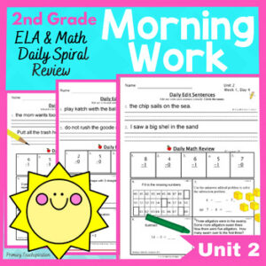 2nd Grade Morning Work Math and ELA Daily Spiral Review UNIT 2