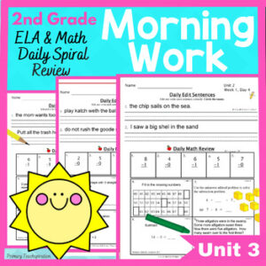 2nd Grade Morning Work Math and ELA Daily Spiral Review UNIT 3