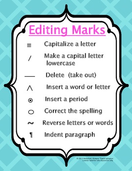 Free Writer's Workshop Editing Marks Poster
