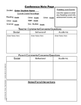 Parent-Teacher Conference Forms ~ Editable - Image 3