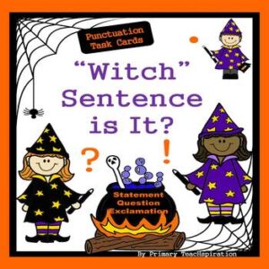 Punctuation Task Cards (Questions, Statements, Exclamations) - Halloween Theme